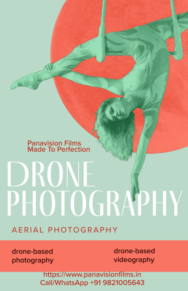 An aerial view of a stunning landscape, captured by PANAVISION FILMS with a drone to showcase sweeping views of the area.